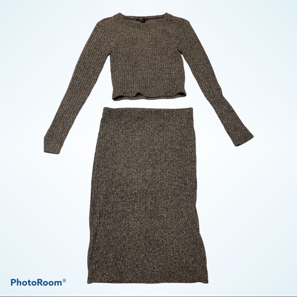 Crop top sweater and skirt set